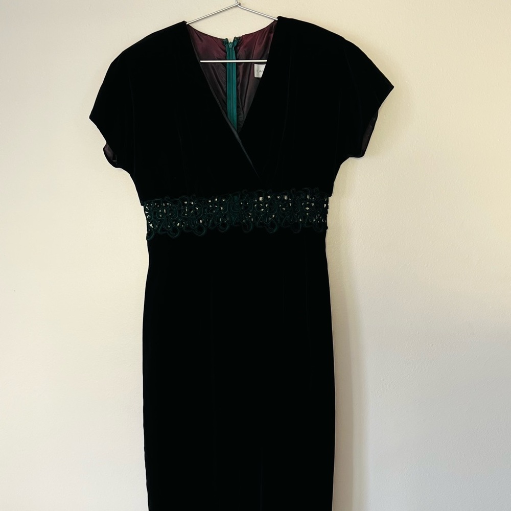New vintage casual corner maxi velvet crochet dress front slit - Picture 8 of 10